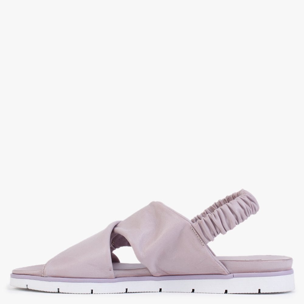 Nasellie Lilac Leather Cross Strap Sandals