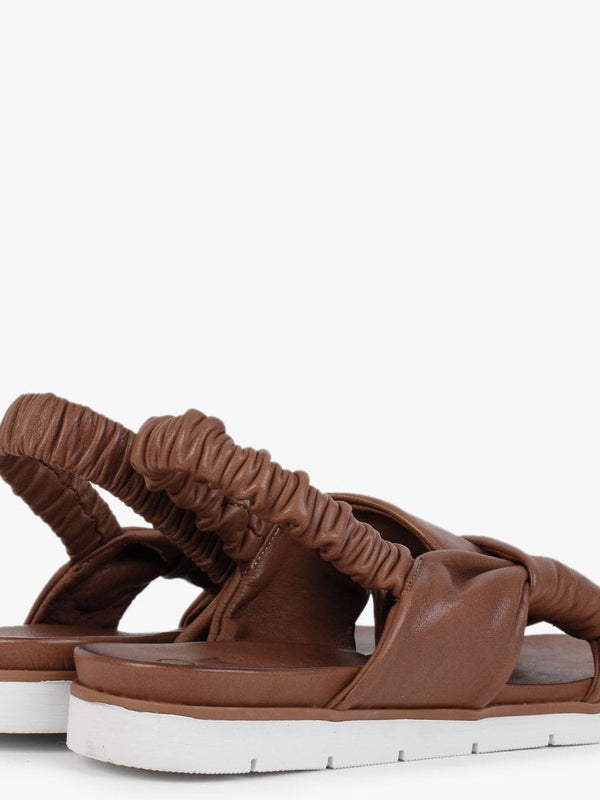 Nasellie Tan Leather Cross Strap Sandals