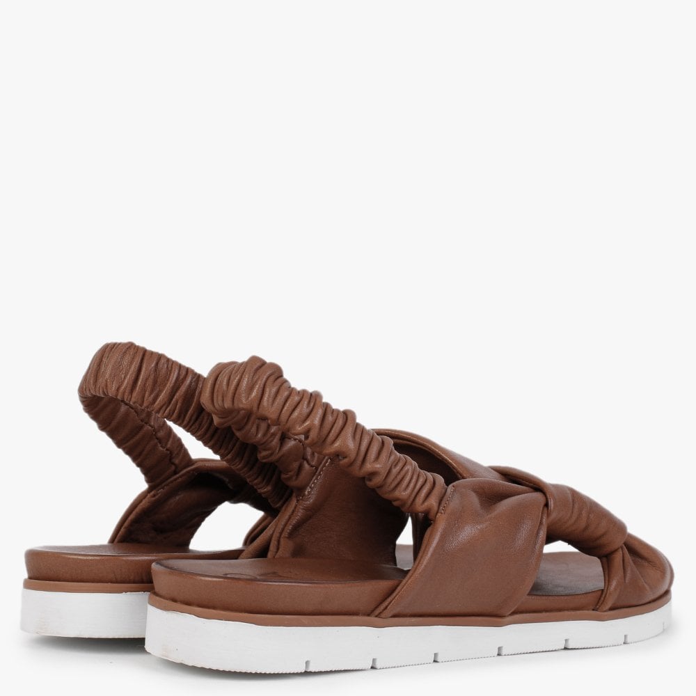 Nasellie Tan Leather Cross Strap Sandals