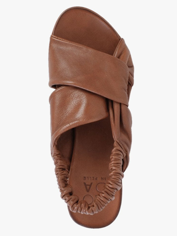 Nasellie Tan Leather Cross Strap Sandals