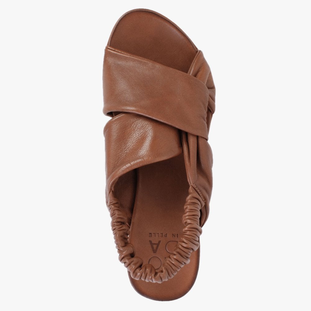 Nasellie Tan Leather Cross Strap Sandals