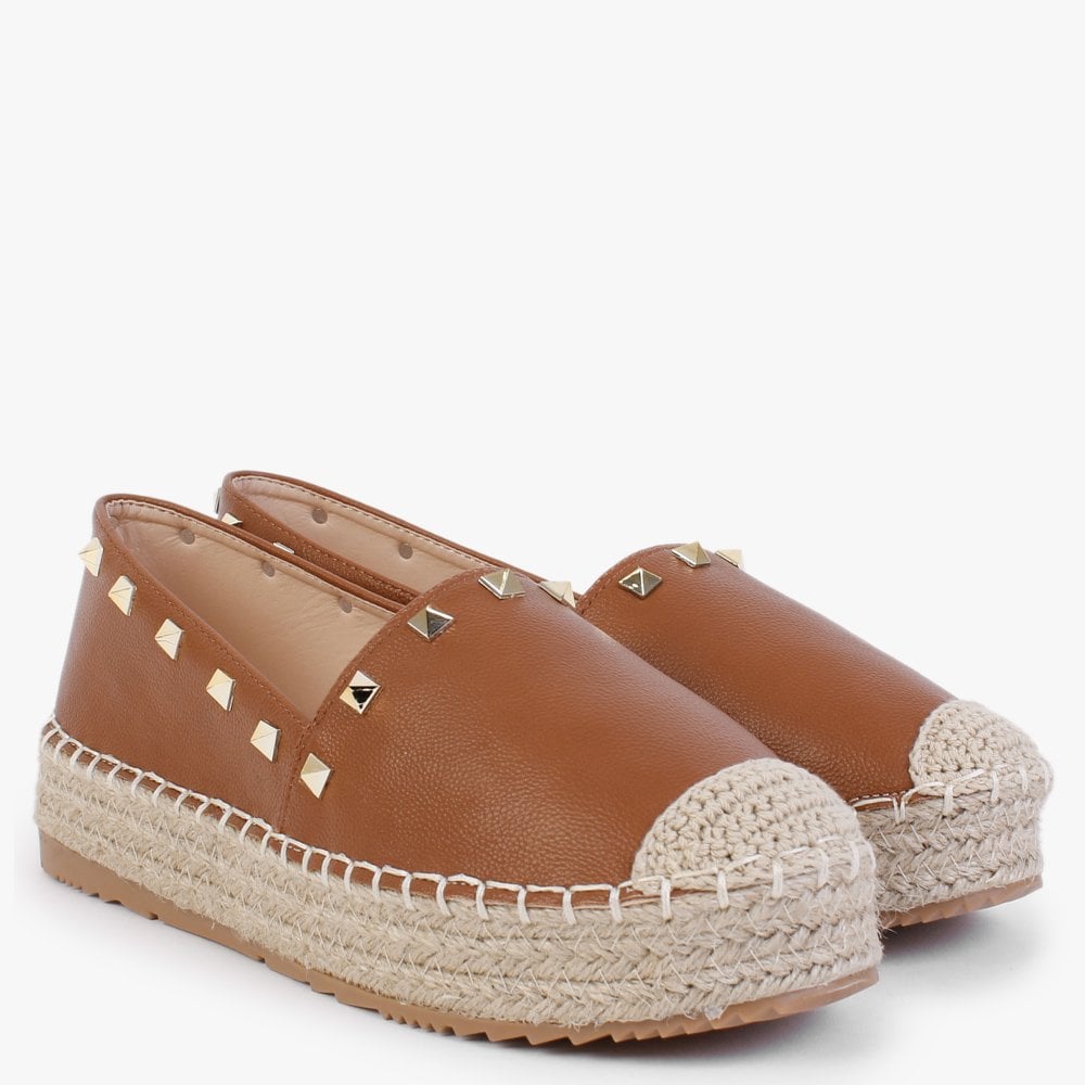 Cubby Tan Studded Espadrilles