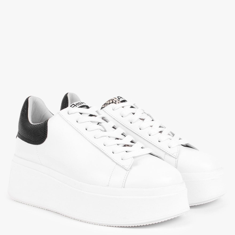 Moby White Roccia Black Leather Trainers
