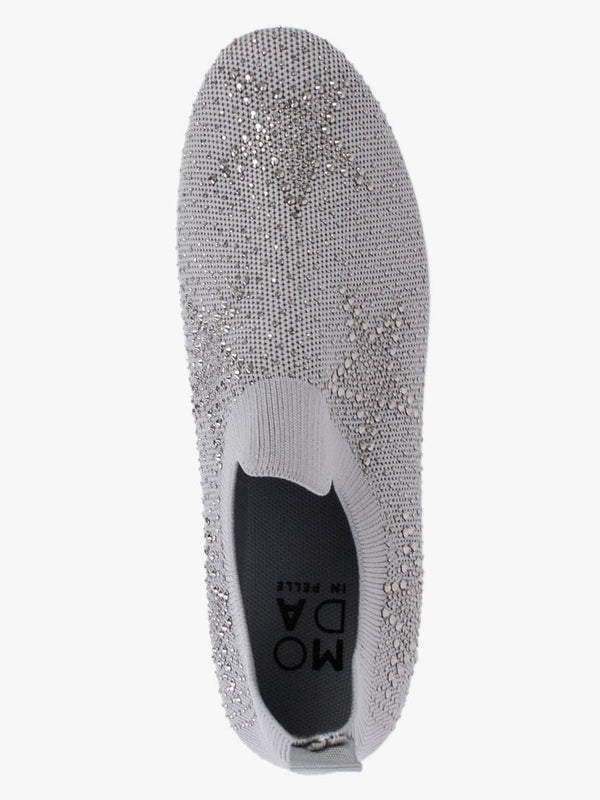 Astar Grey Knitted Diamante Embellished Trainers
