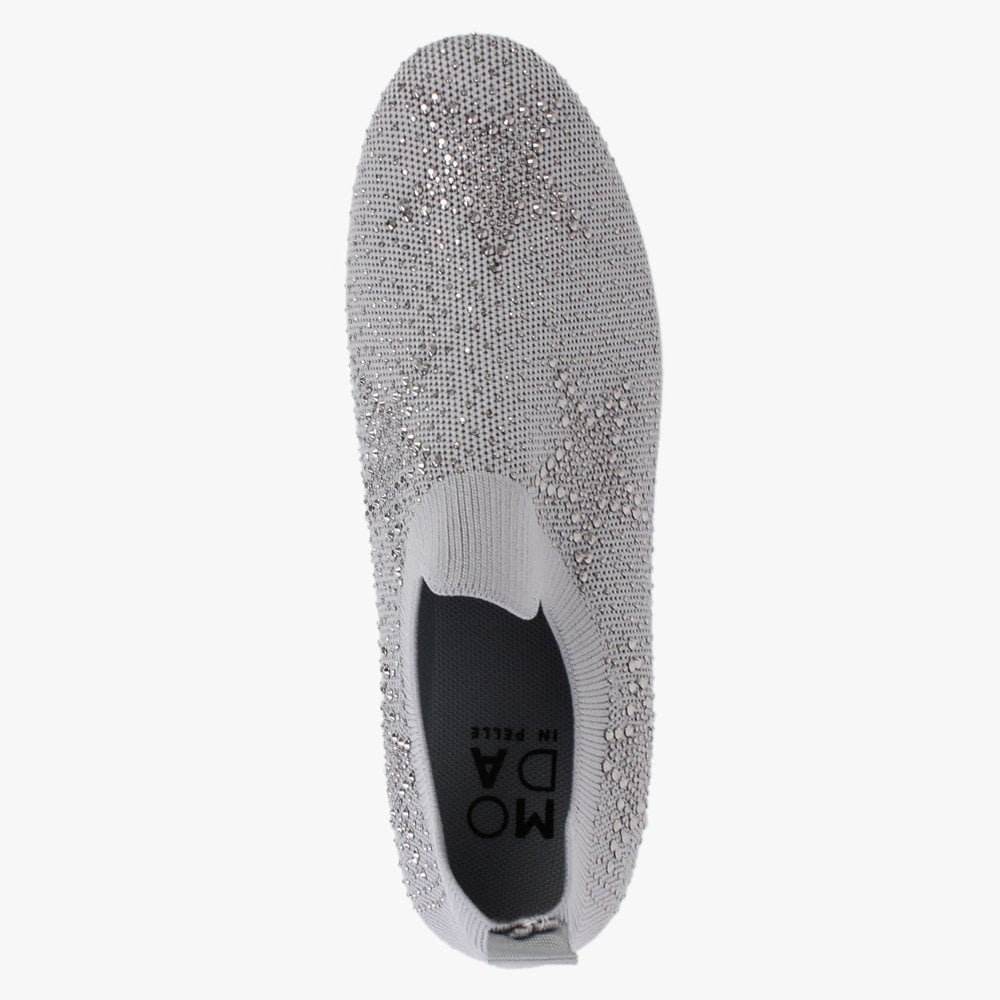 Astar Grey Knitted Diamante Embellished Trainers