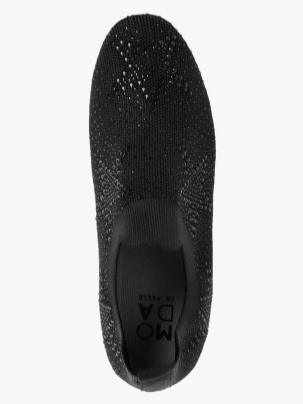 Astar Black Knitted Diamante Embellished Trainers
