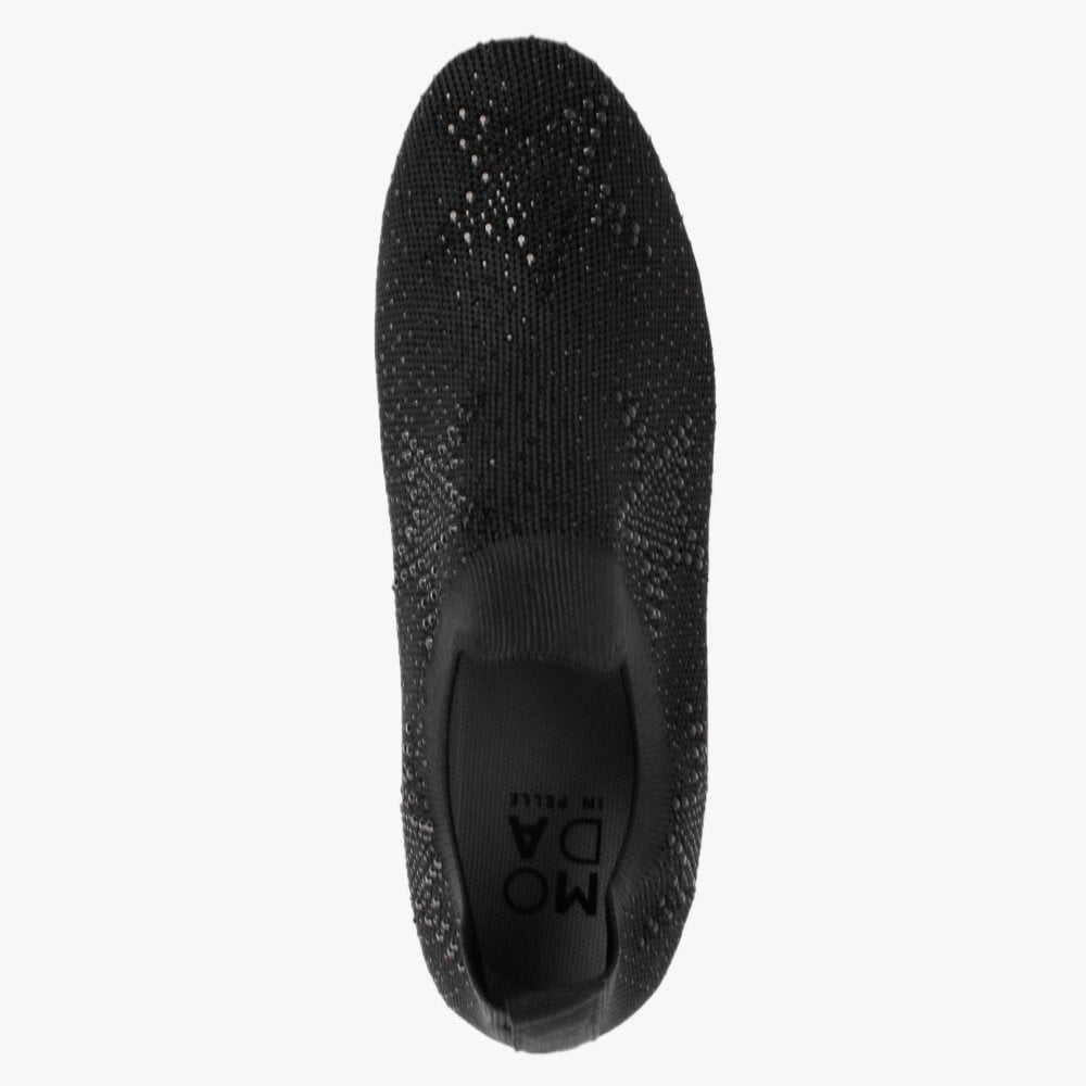 Astar Black Knitted Diamante Embellished Trainers