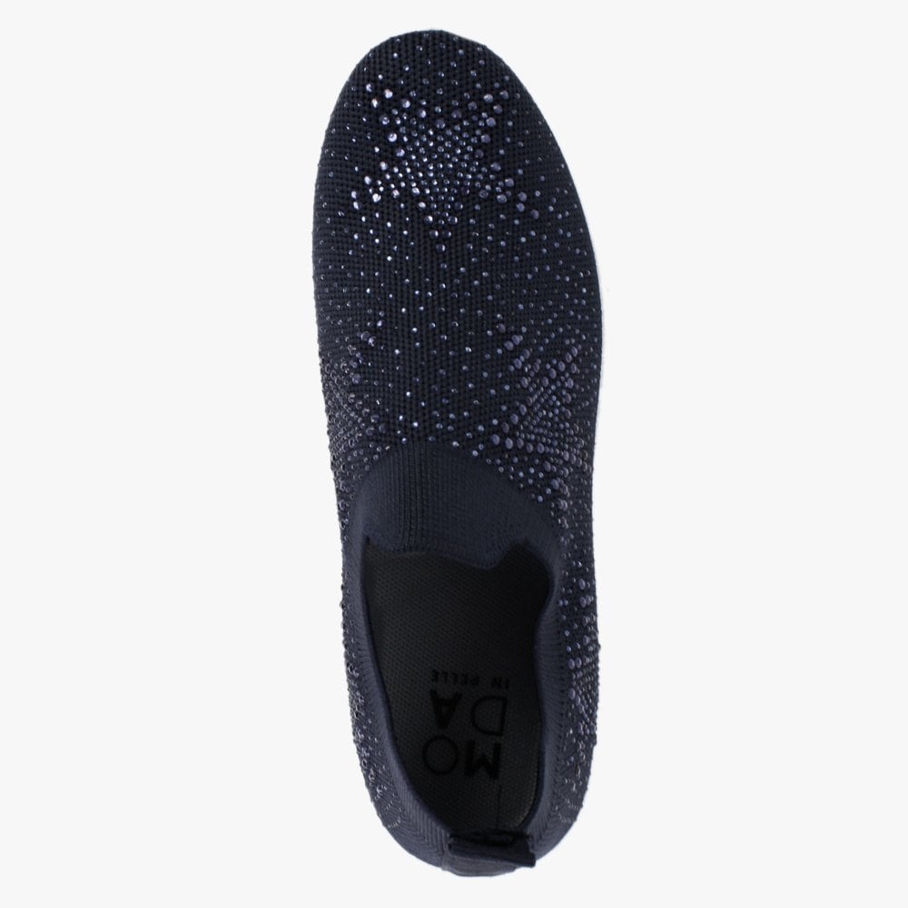 Astar Navy Knitted Diamante Embellished Trainers