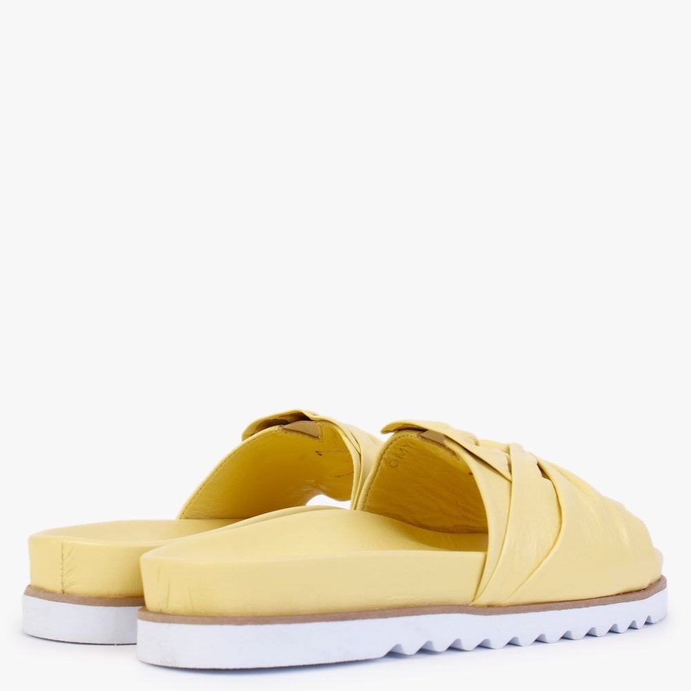Omyra Yellow Leather Twist Knot Mules
