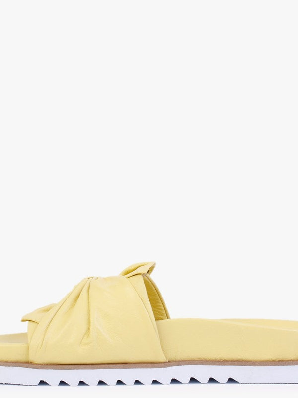 Omyra Yellow Leather Twist Knot Mules
