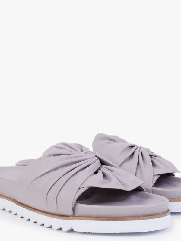 Omyra Lilac Leather Twist Knot Mules