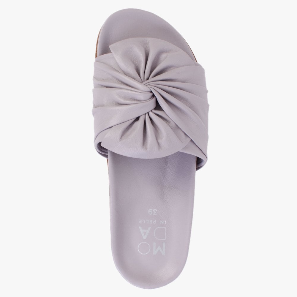 Omyra Lilac Leather Twist Knot Mules