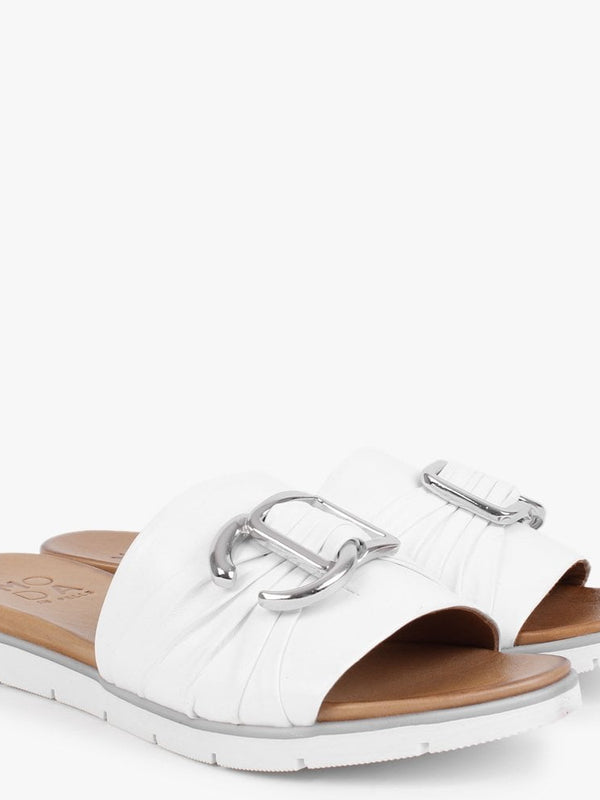 Organtia White Leather Mules