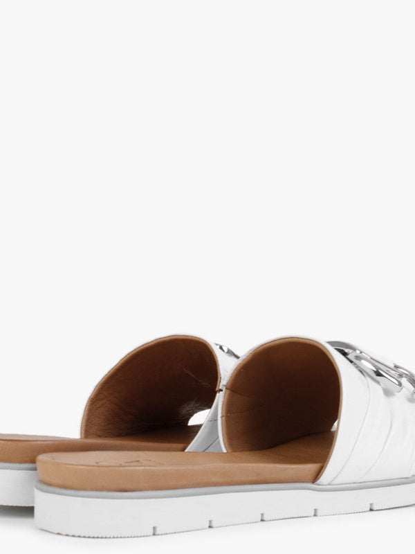 Organtia White Leather Mules