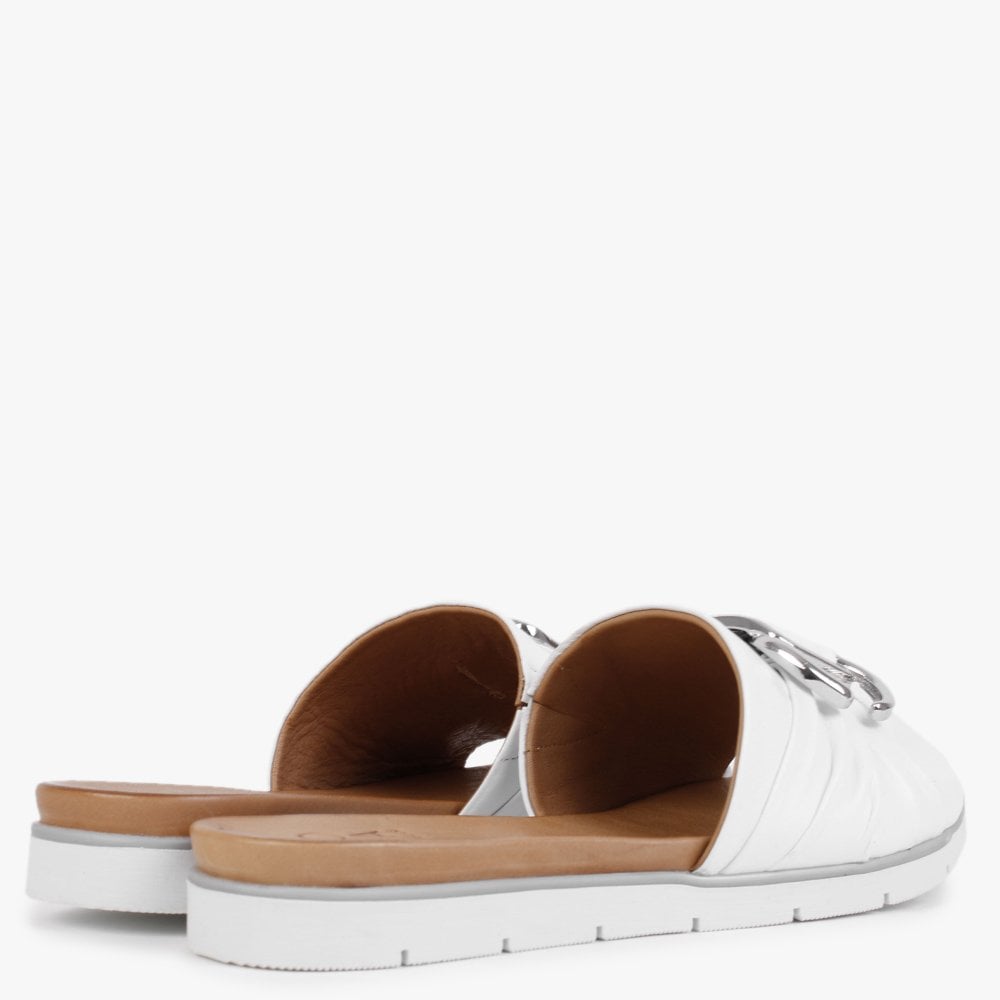 Organtia White Leather Mules