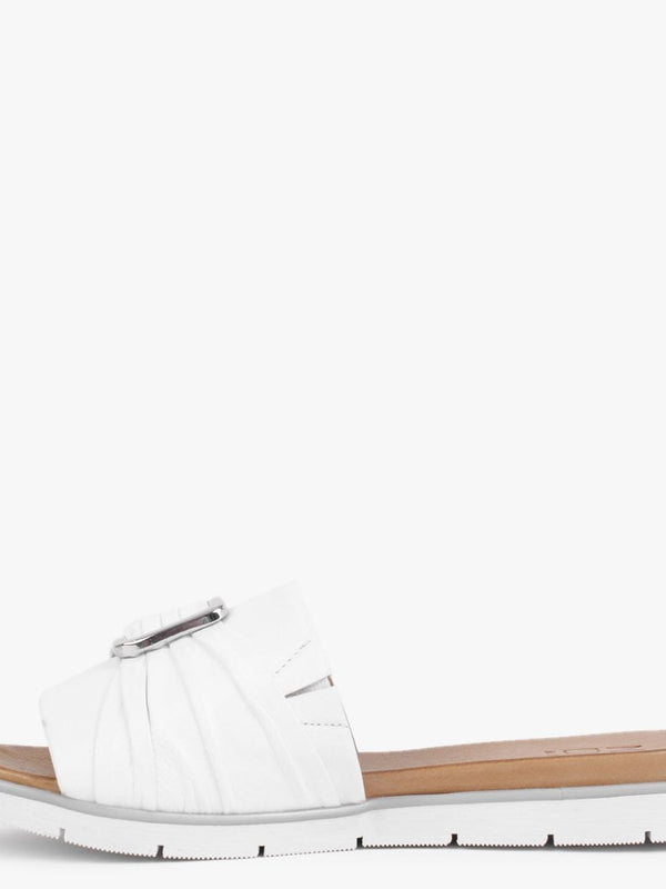 Organtia White Leather Mules