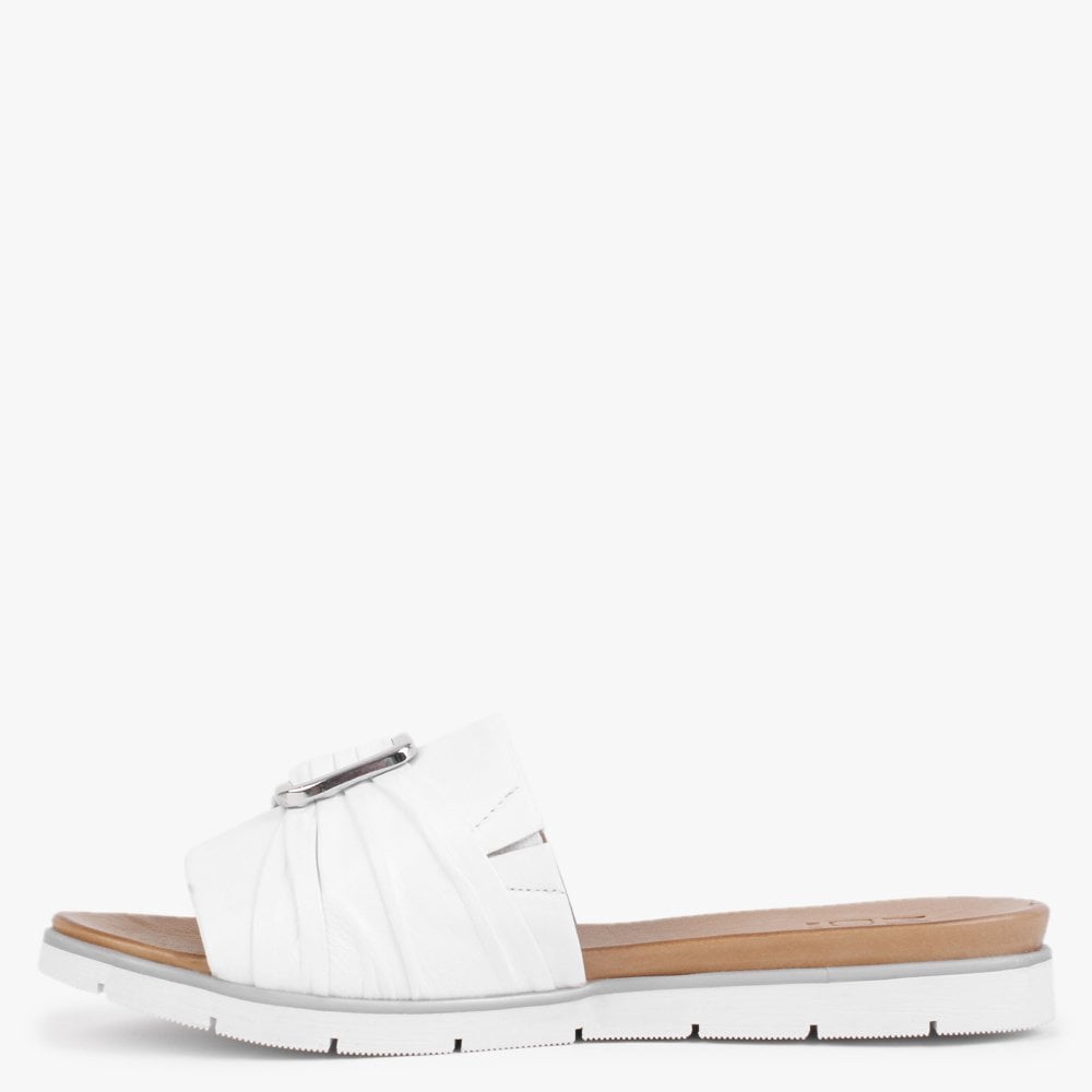 Organtia White Leather Mules