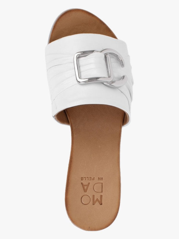 Organtia White Leather Mules