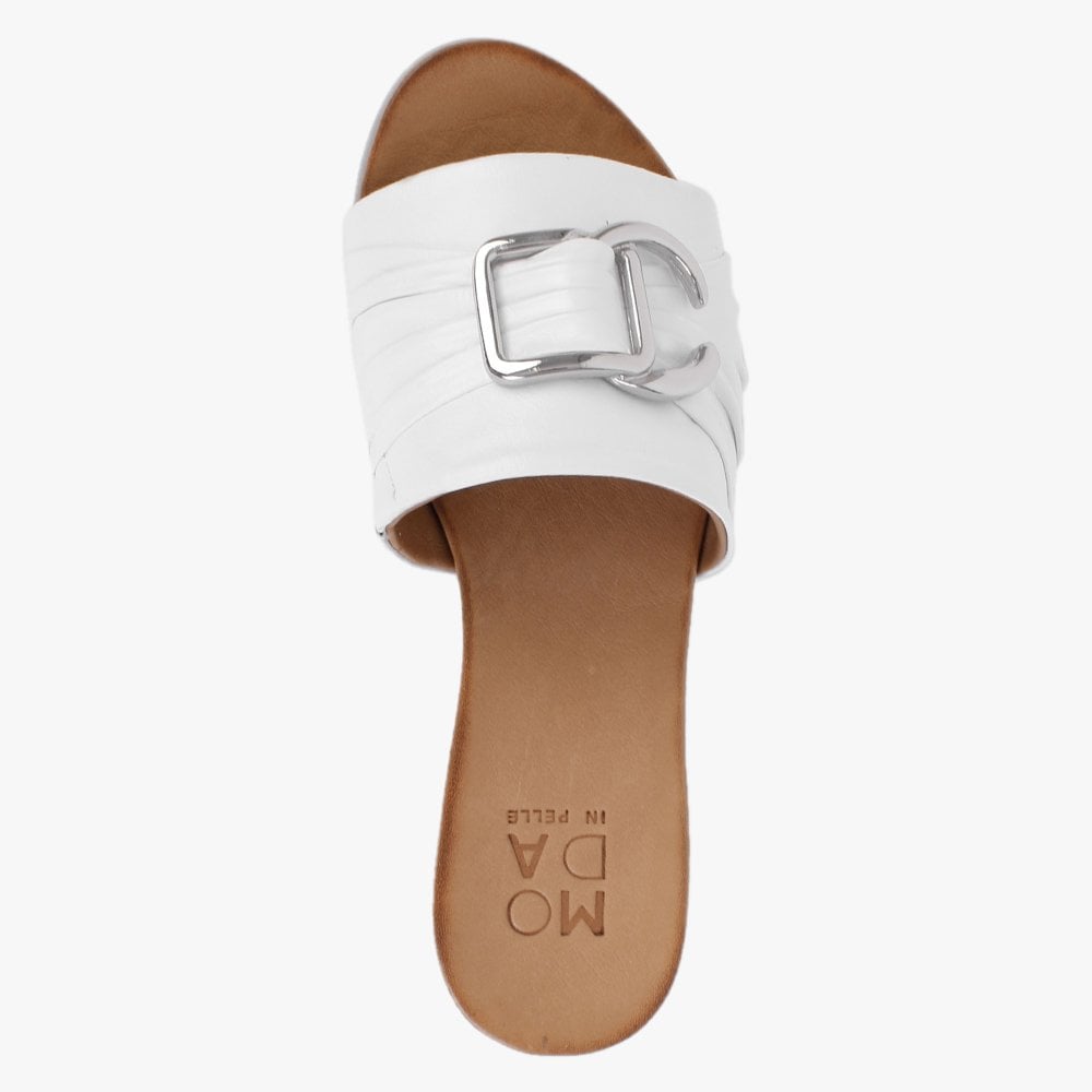 Organtia White Leather Mules