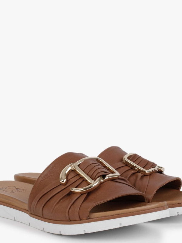 Organtia Tan Leather Mules