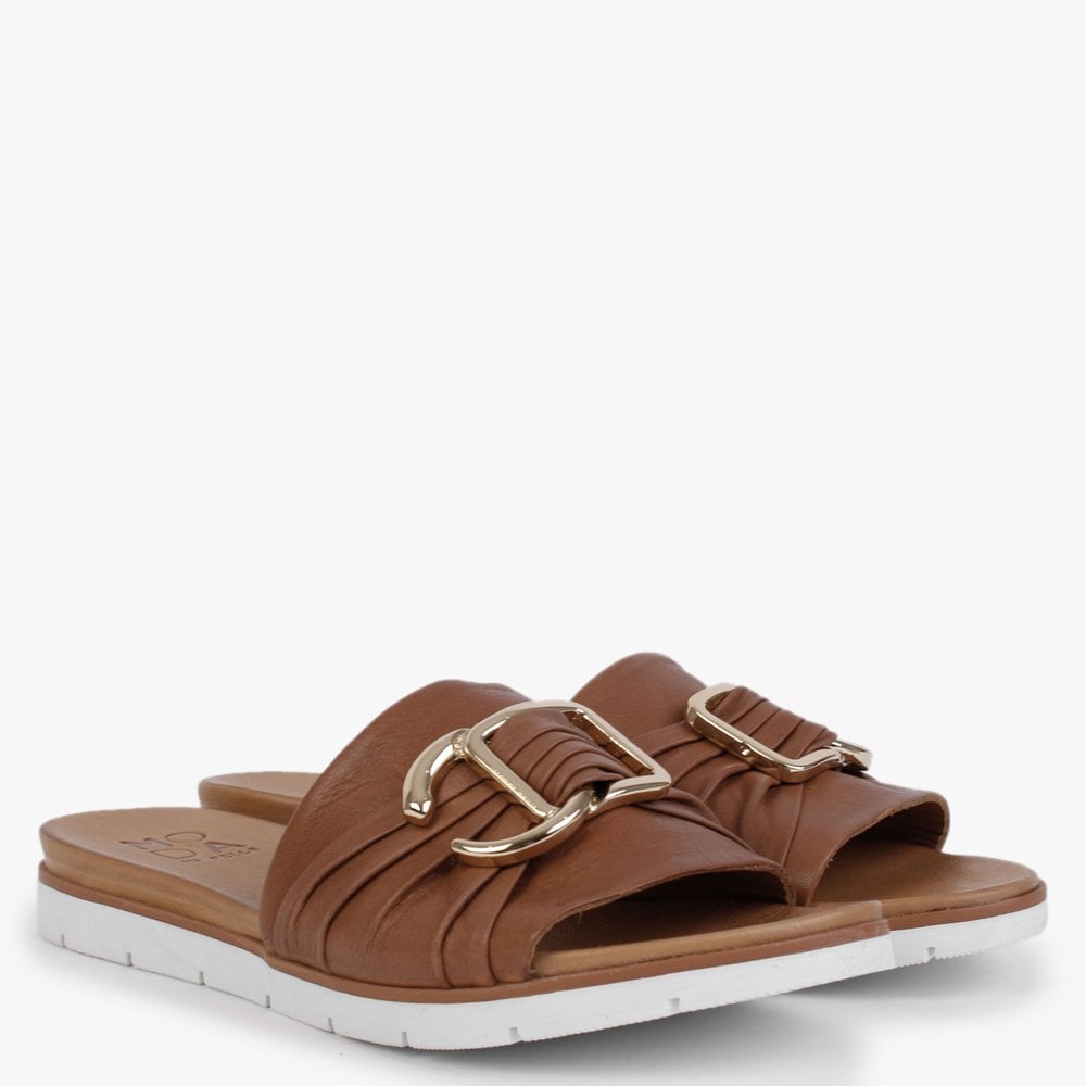 Organtia Tan Leather Mules