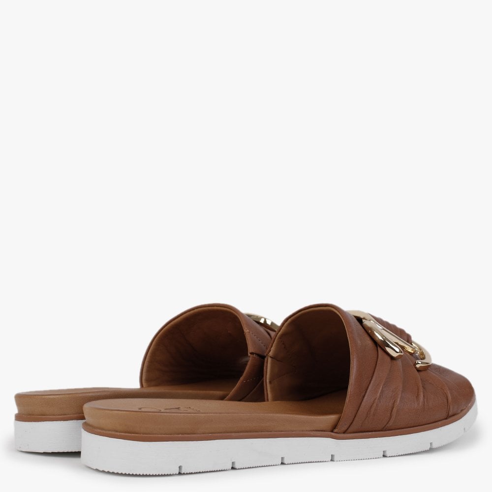 Organtia Tan Leather Mules