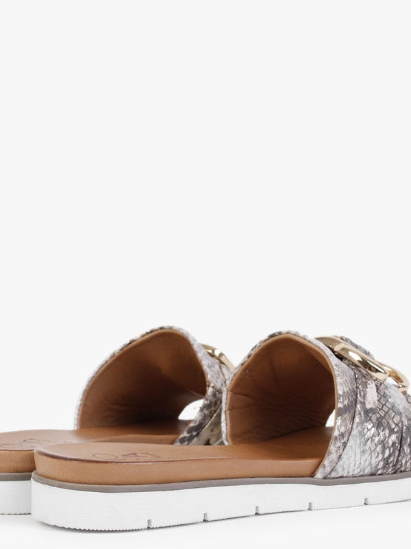 Organtia Gold Metallic Leather Reptile Mules