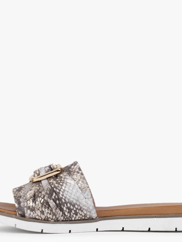 Organtia Gold Metallic Leather Reptile Mules