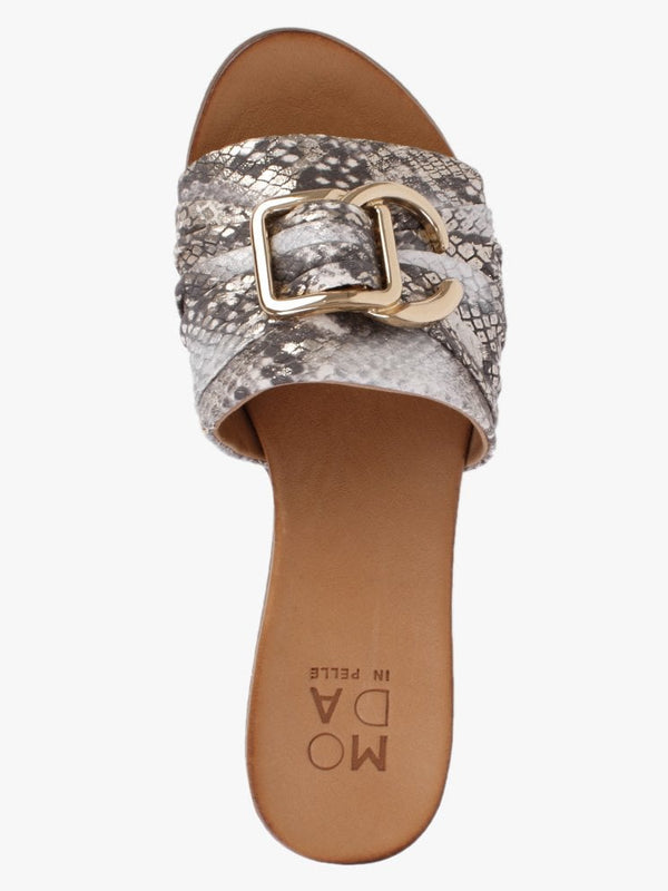 Organtia Gold Metallic Leather Reptile Mules