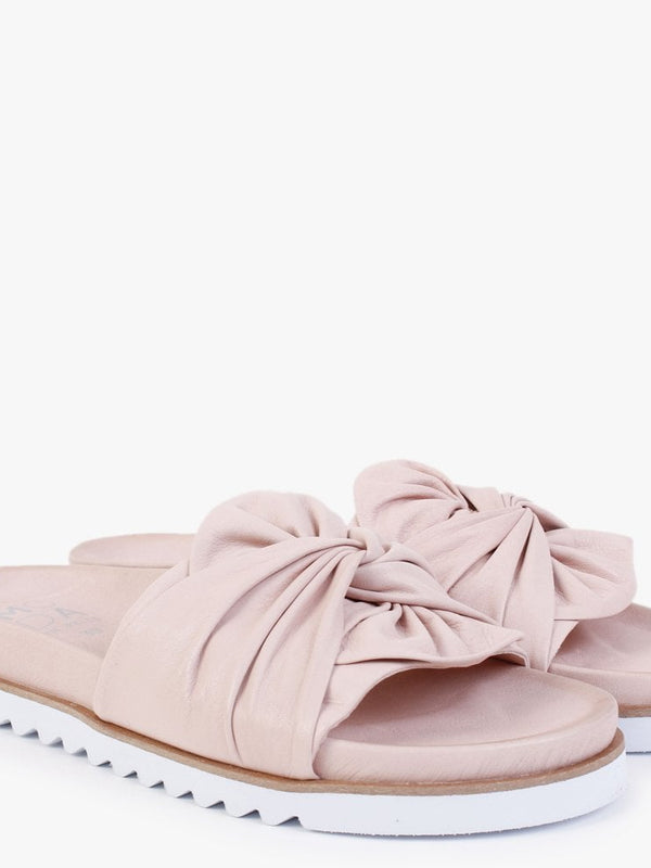 Omyra Nude Leather Twist Knot Mules
