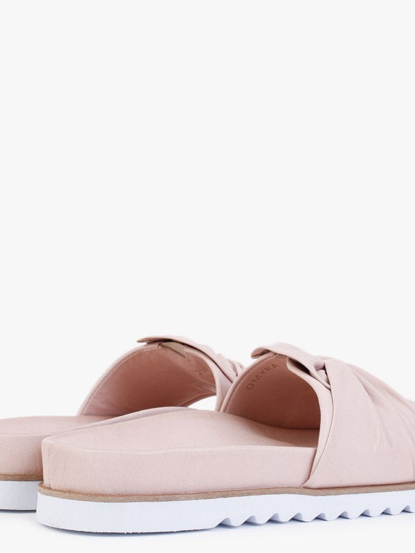 Omyra Nude Leather Twist Knot Mules