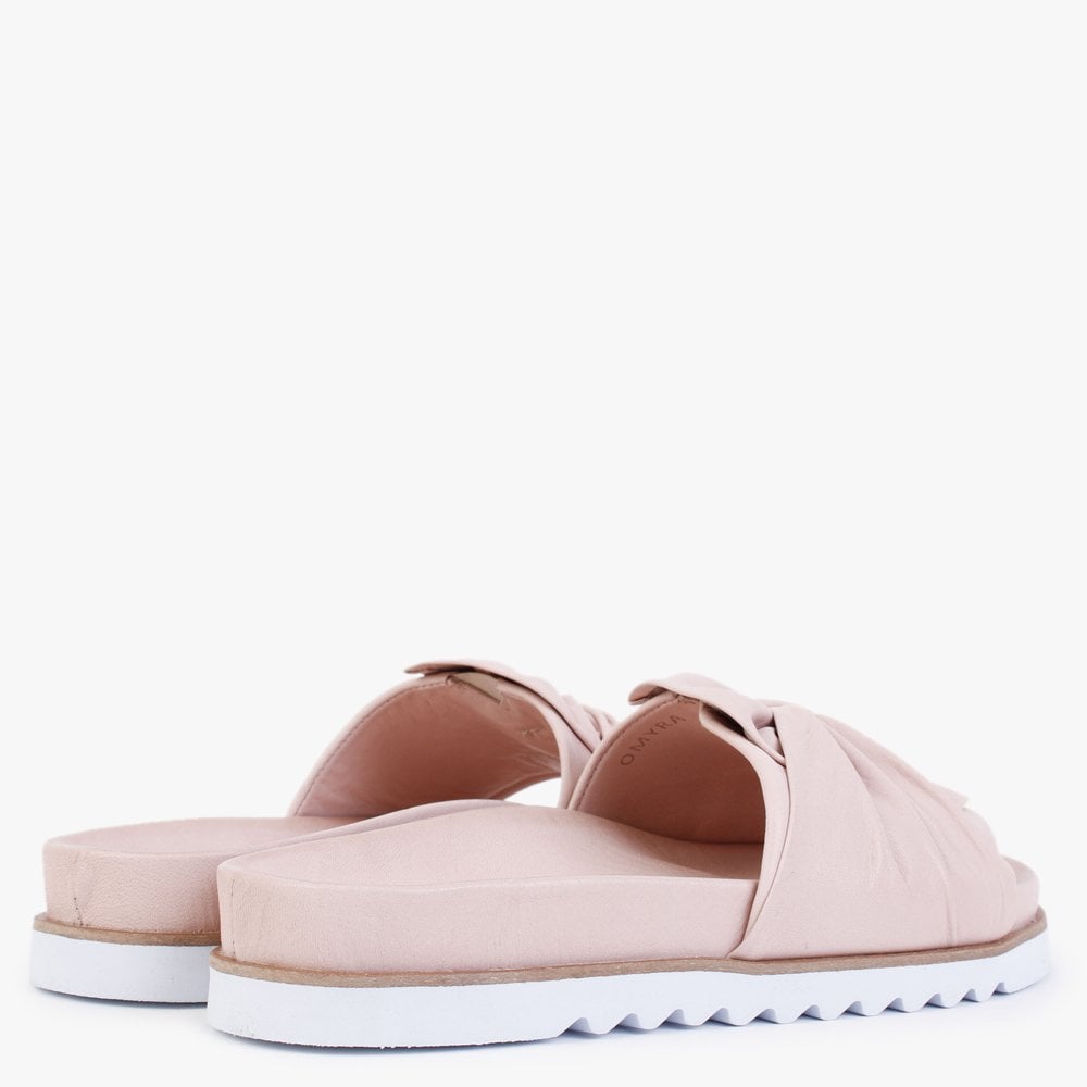 Omyra Nude Leather Twist Knot Mules