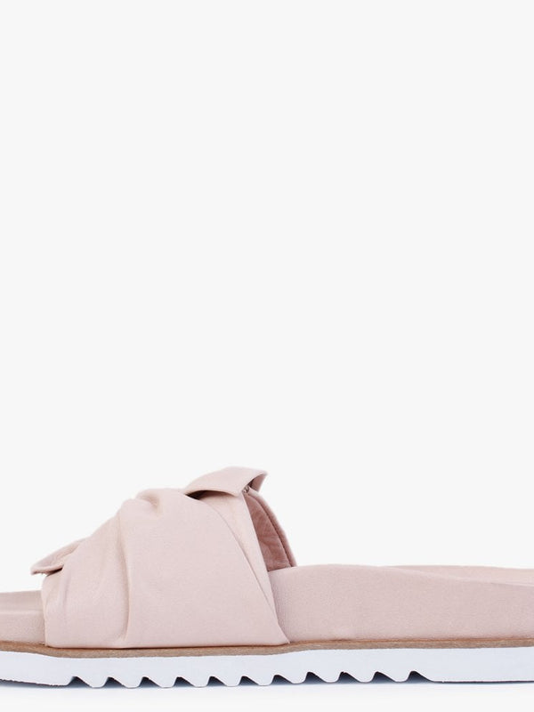 Omyra Nude Leather Twist Knot Mules