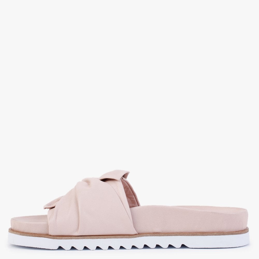 Omyra Nude Leather Twist Knot Mules