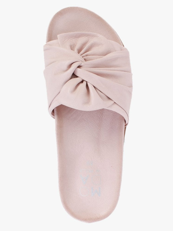Omyra Nude Leather Twist Knot Mules
