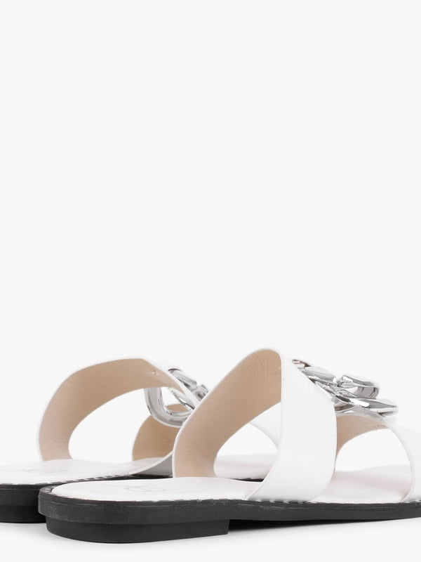 Cuchy White Chain Loop Sandals