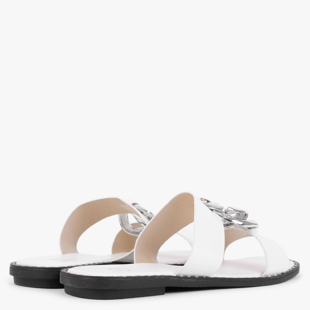 Cuchy White Chain Loop Sandals