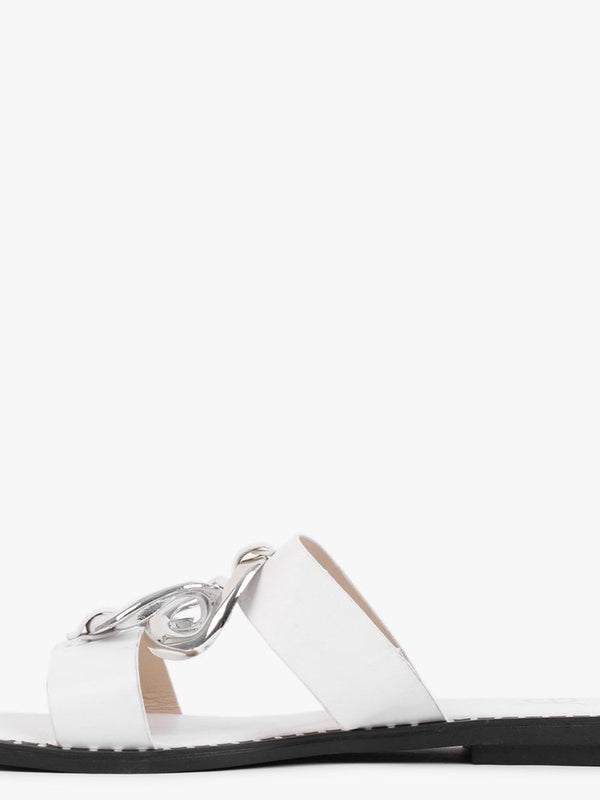 Cuchy White Chain Loop Sandals