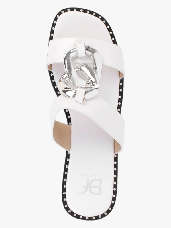 Cuchy White Chain Loop Sandals