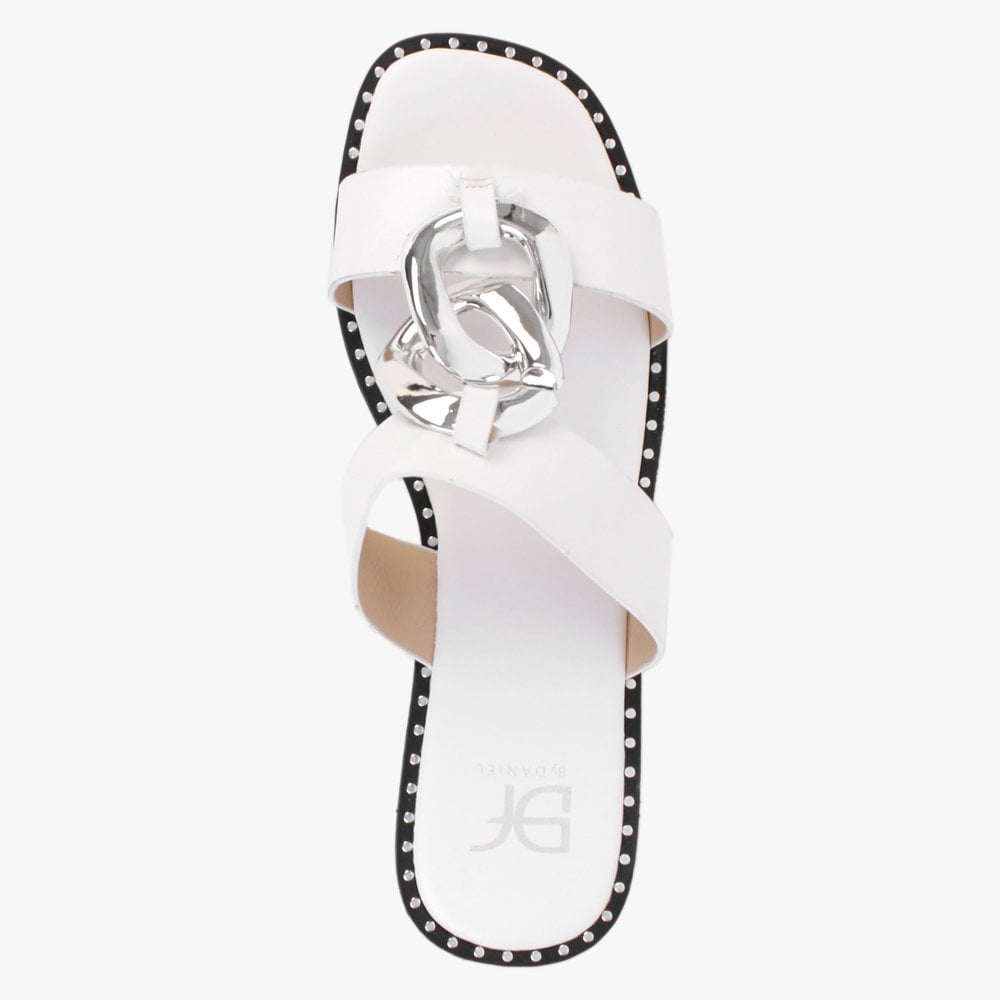 Cuchy White Chain Loop Sandals