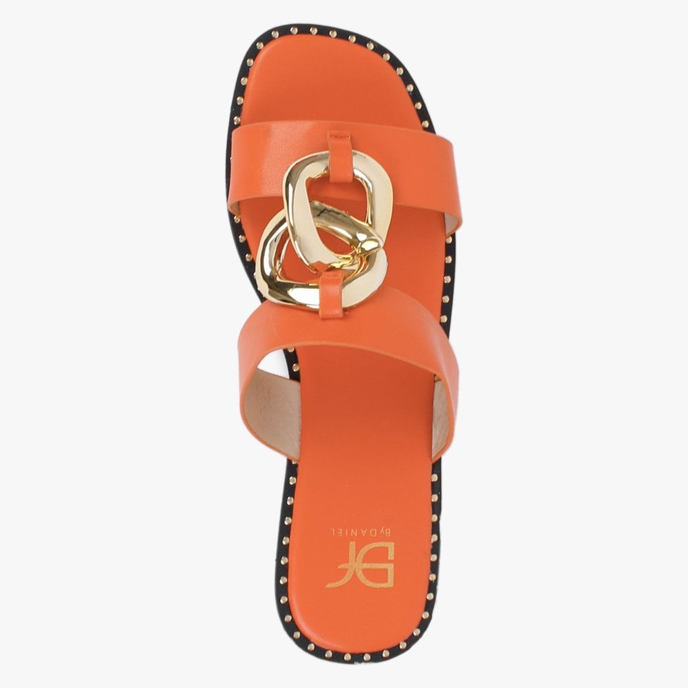 Cuchy Orange Chain Loop Mules