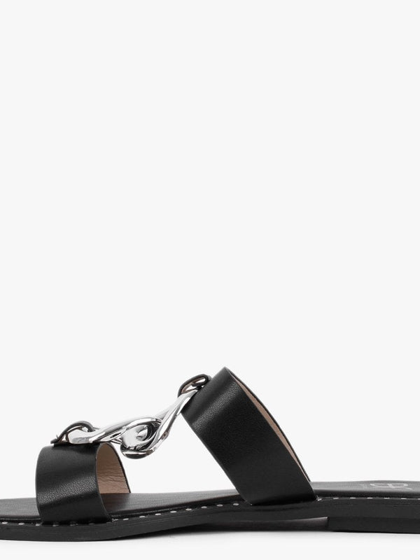 Cuchy Black Chain Loop Mules