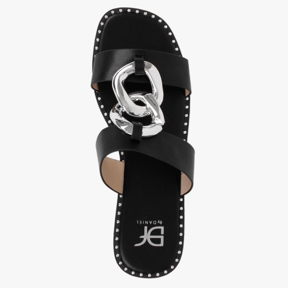 Cuchy Black Chain Loop Mules