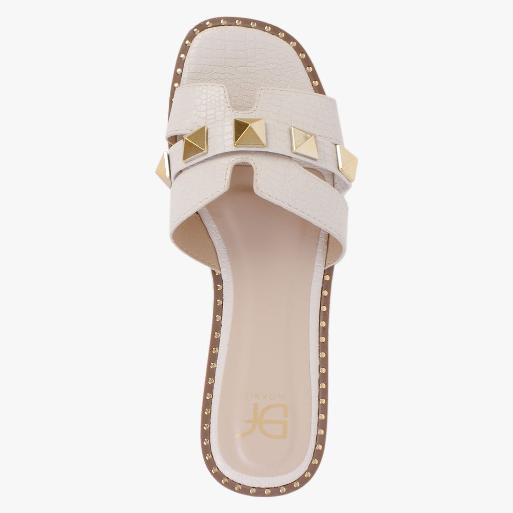 Cubig Beige Studded Reptile Mules