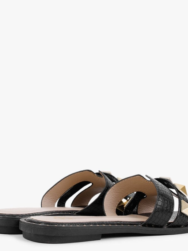 Cubig Black Studded Reptile Mules