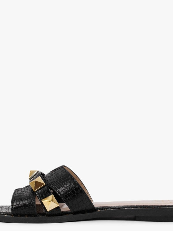 Cubig Black Studded Reptile Mules