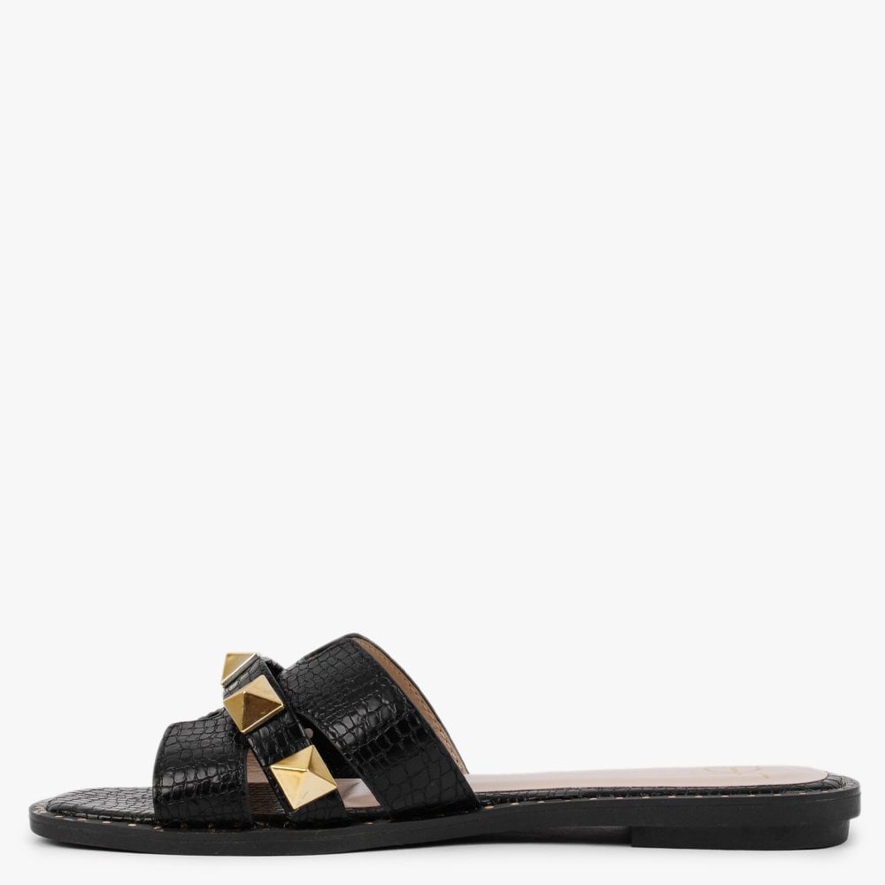 Cubig Black Studded Reptile Mules