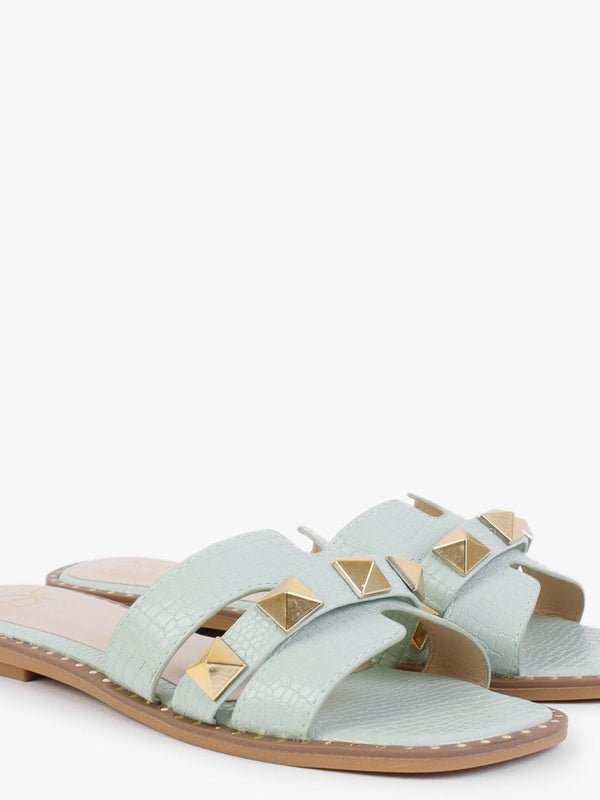 Cubig Green Studded Reptile Mules