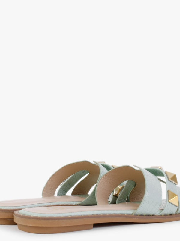 Cubig Green Studded Reptile Mules