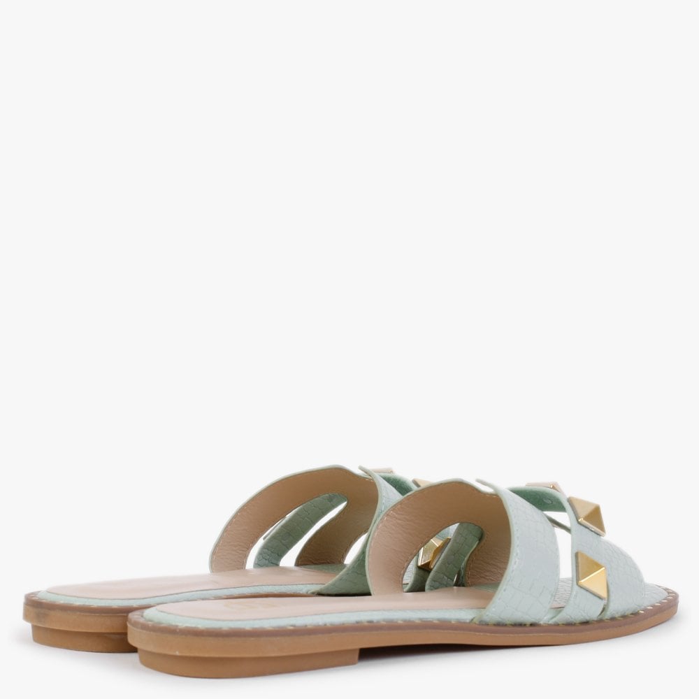 Cubig Green Studded Reptile Mules